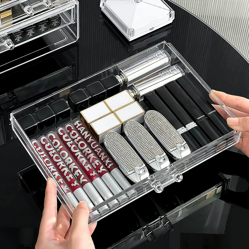 Table lipstick, acrylic storage box, transparent lip gloss, cosmetic dressing table