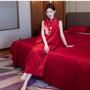 Chinese Style Sleeveless Cheongsam High-end Sense Chinese Style Improved Engagement Dress 2025 New Toasting Dress Bridal Morning Gown