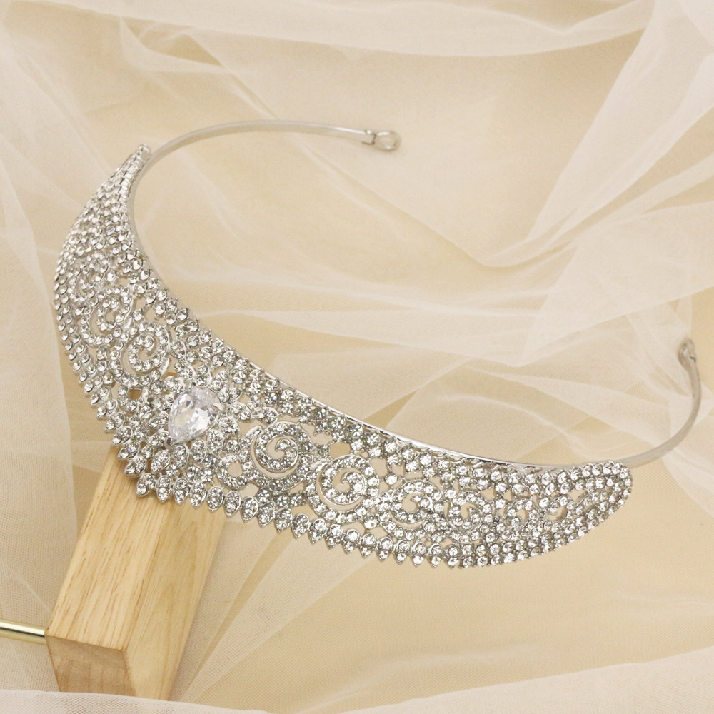 Fashion Crown Alloy Plating Inlay Zircon Crown 1 Piece