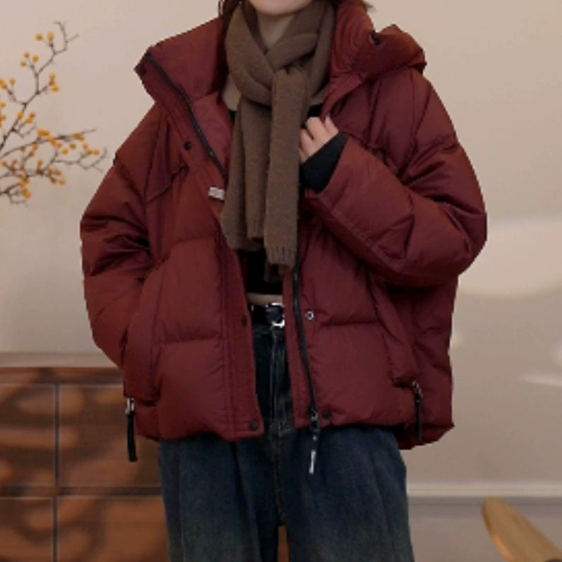 24 зимние новые рекомендуемые толстые пуховики с капюшоном женская мода повседневная дикая свободная корейская версия