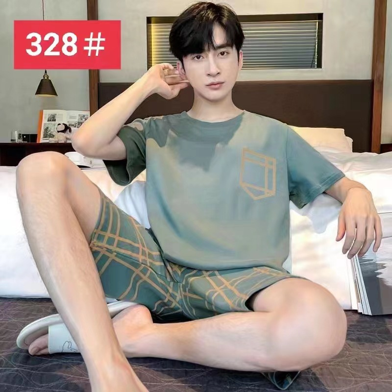 남성용 반바지 녹색 체크무늬 포켓