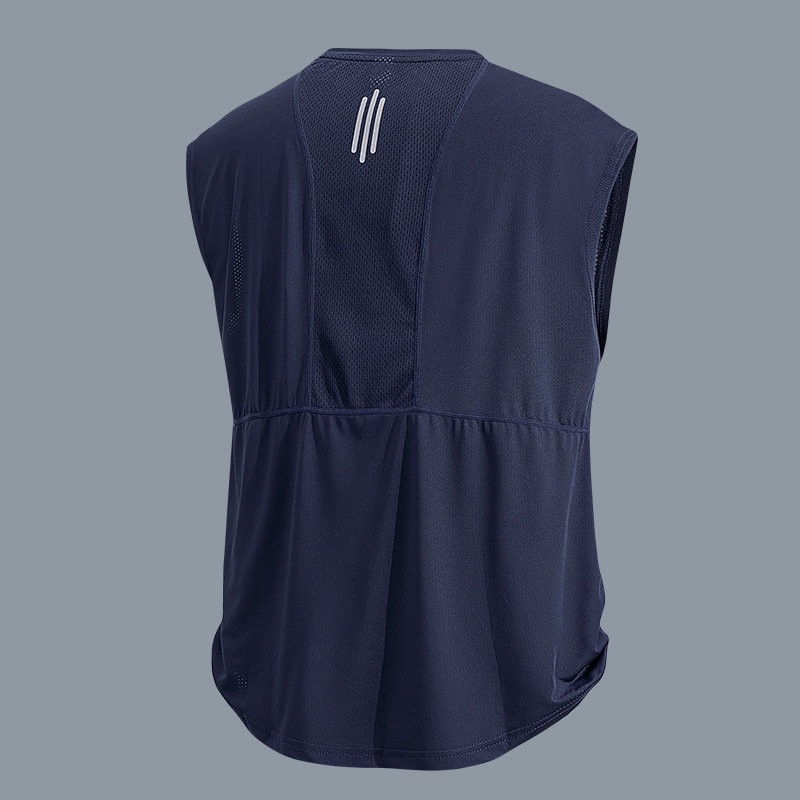 アイスシルクノースリーブメンズ Tシャツ夏薄型通気性ベストフィットネスランニングトレーニング服ベストスポーツアンダーシャツ|undefined