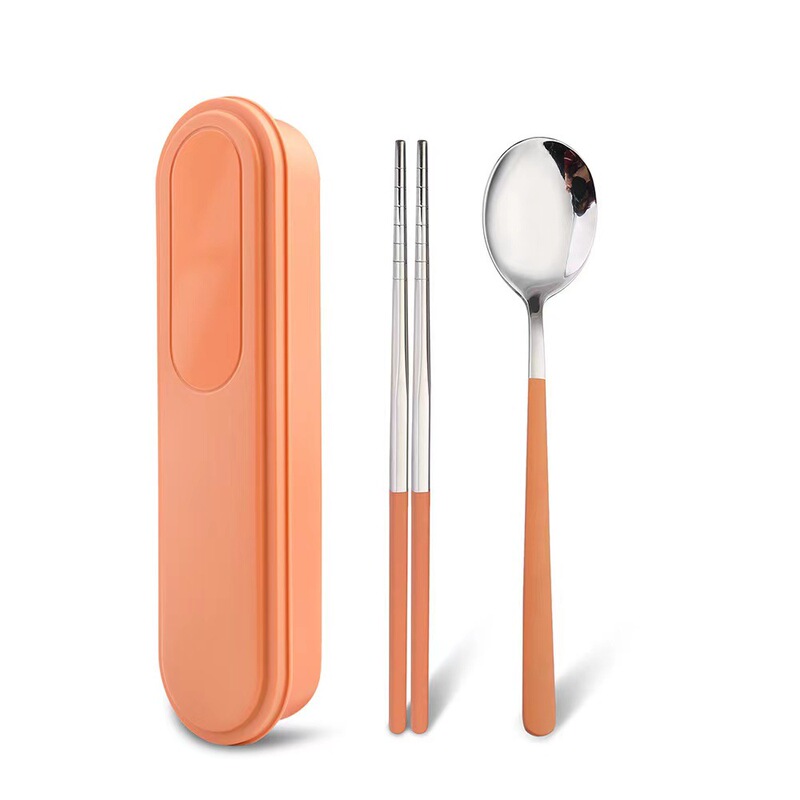 304ステンレス携帯食器三点セット学生屋外食器セット引き出し箱プレゼントスプーンフォーク箸|undefined