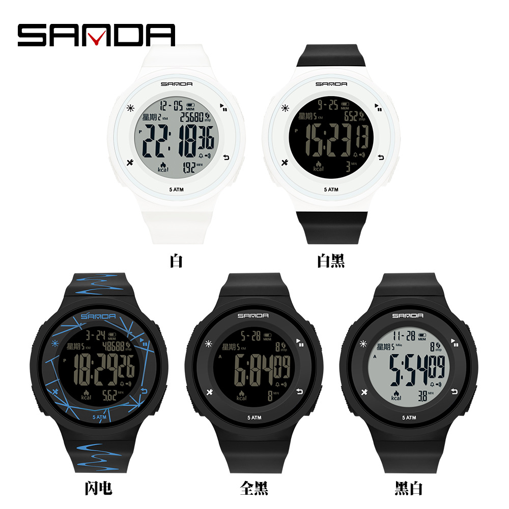 SANDA reloj medidor de calorías nocturna multifuncional impermeable al aire libre reloj electrónico de montaña