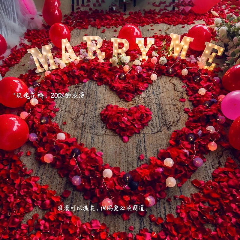 Simulación de pétalos de rosas dulces 100 piezas de tela no tejida propuesta de matrimonio de la atmósfera de cumpleaños esparcida a mano