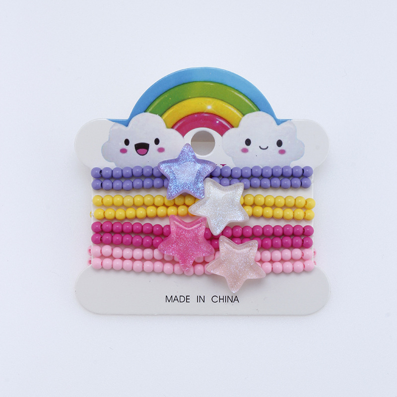 4 Pieces Cute Pentagram Arylic Beaded Kidu0027S Bracelets