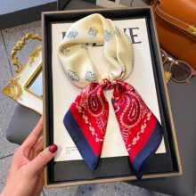 高级感超好看丝巾70系脖小方巾韩系波点仿真丝小领巾头巾高级感女