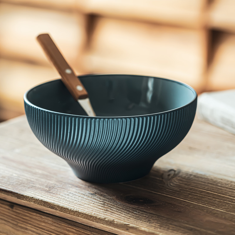 Value Floating Series Vajilla Tazón de fideos Tazón de cerámica Tazón de arroz en relieve retro Tazón de verduras para el hogar Tazón de sopa Tazón grande práctico