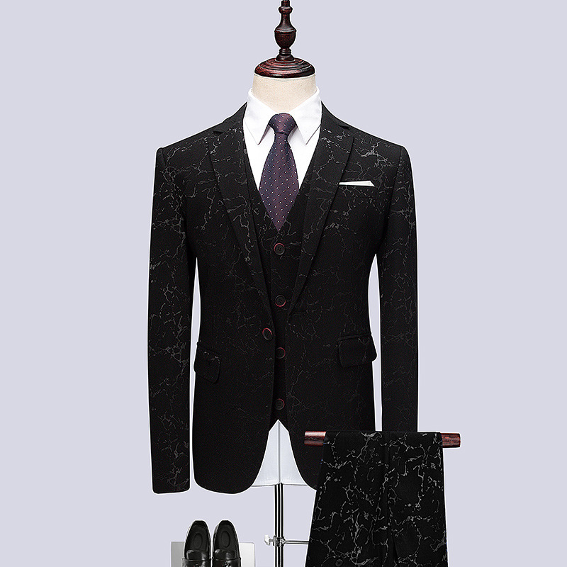 New Korean-Style Slim-Fit Three-Piece Suit for Men, Trendy Formal Suit for Host Performances New Korean-Style Slim-Fit Three-Piece Suit for Men, Trendy Formal Suit for Host Performances