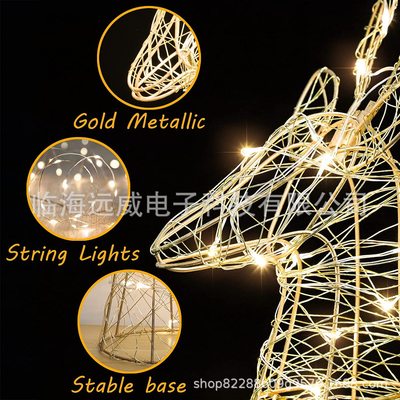 new pattern Amazon Christmas Reindeer head golden Crest Coloured lights led Copper wire outdoors courtyard decorate Decorative lamp