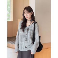 【镂光织梦 套装】歌铭设计感镂空针织衫+背心连衣裙两件套N541C