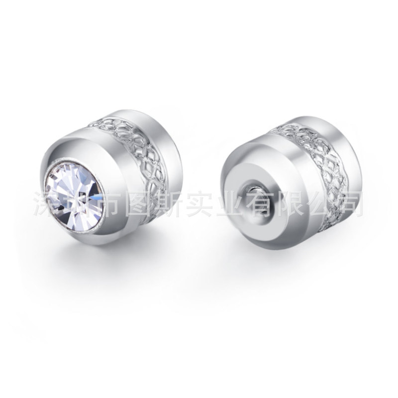 Manufacturer titanium steel fashion round Zircon stud earrings stainless steel electroplating Diamond-embedded ear plug spare plug rose gold Black Manufacturer titanium steel fashion round Zircon stud earrings stainless steel electroplating Diamond-embedded ear plug spare plug rose gold Black