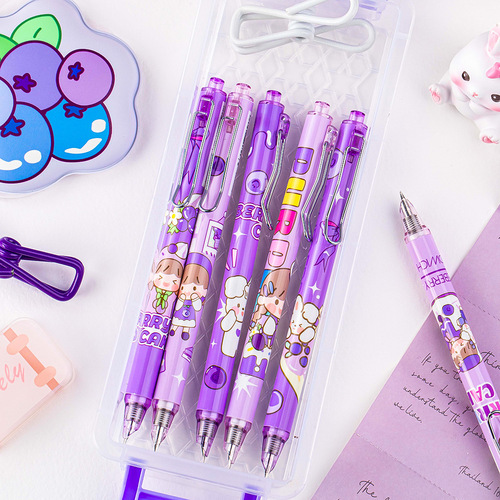 A high-quality, replaceable ink cartridge steel pen with a cartoon, cute design, suitable for primary school students to practice writing, push-button pen, wholesale