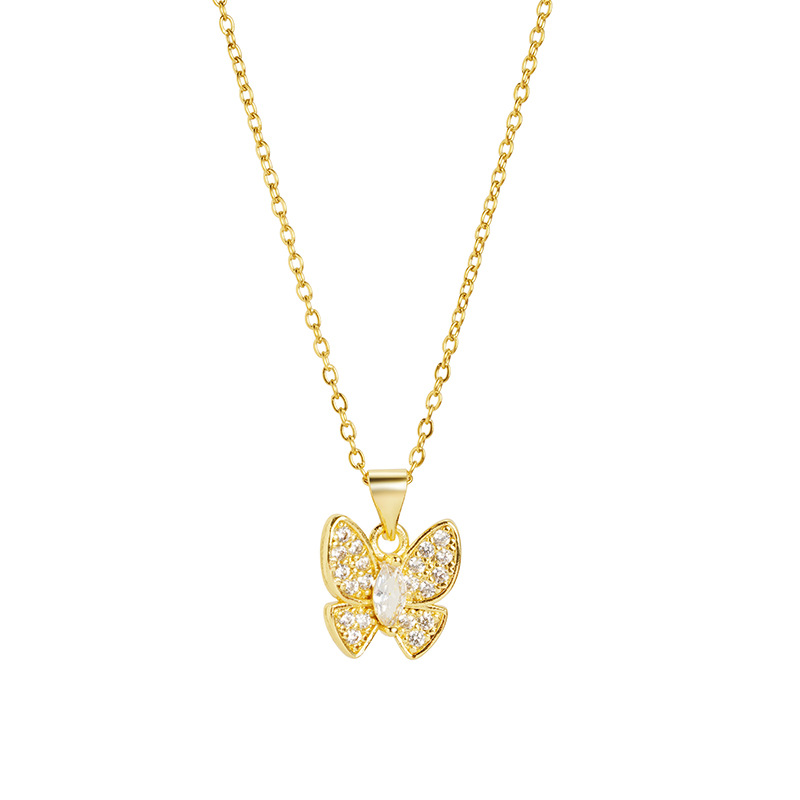 Nuevos productos collares de oro de arena de Vietnam micro-colourado mariposa pendientes de mariposa para mujeres lujosas no se desvanecen joyerías transfronterizas al por mayor