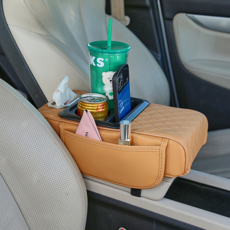 Universal Car Armrest Box Pad (Armrest box pad) - quilted-four-in-one-ideal-orange