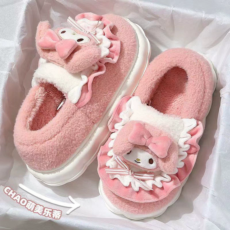 Hello kitty, winter cute keep warm non-slip slippers for students, plush
