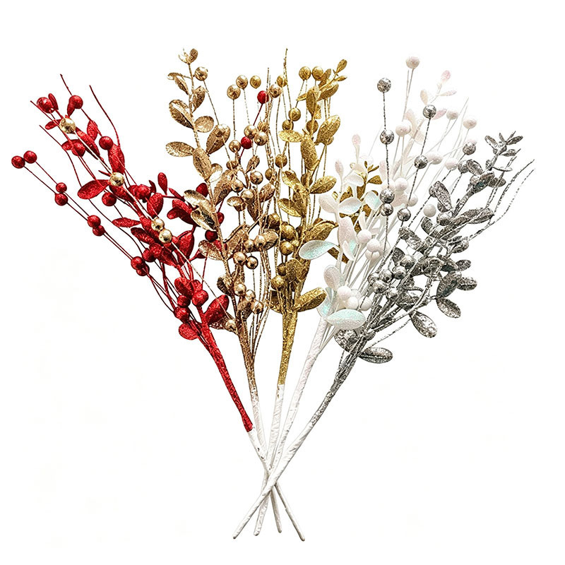 Christmas decorations gold powder ball sequins handlebar DIY decoration accessories memory flower Berry Flower Branch home decoration