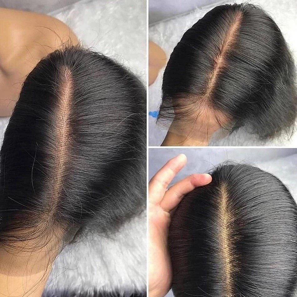 4 * 4 * 1T Parte recta peluca de encaje real cabello BOB mitad de encaje peluca cubierta de cabello transfronteriza