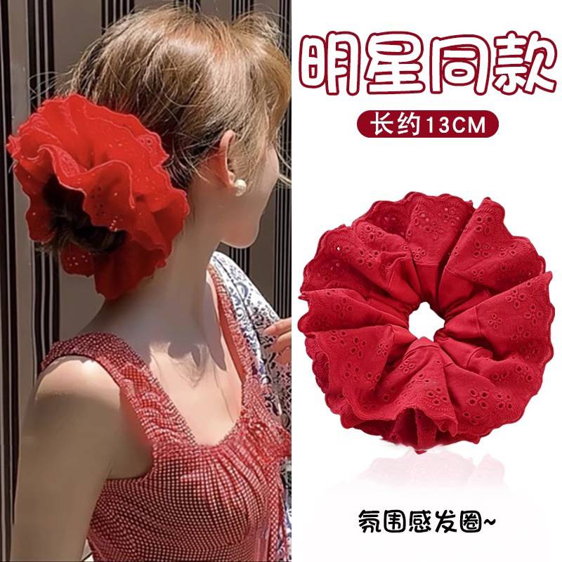 Cabeza de encaje blanco tridimensional francés color collar anillo de cabello para mujeres 2025 nuevo gran temperamento caballo cordón tocado