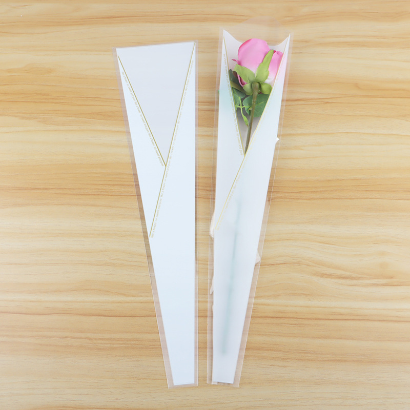 Bolsa de Plástico OPP para Ramo de Flores con Diseño de Corona y Rosa Individual para el Día de San Valentín, Venta al por Mayor