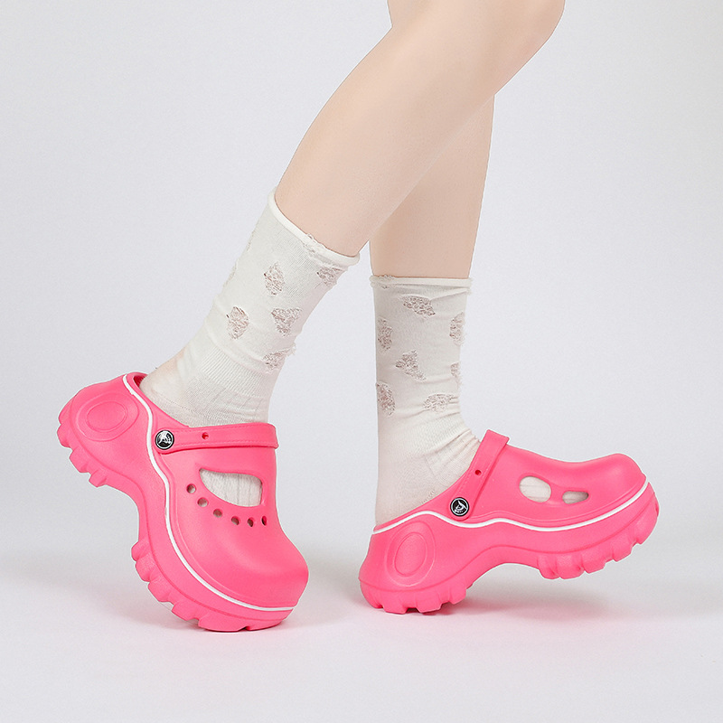 Eva agujero zapatillas de moda de verano de las mujeres al aire libre aumento de la altura zapatillas hogar interior hogar antideslizante agujero zapatos