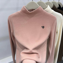 欧货半高领爱心正版双面德绒卫衣女2025秋冬新款打底衫宽松潮