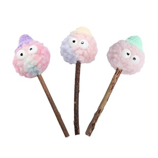 Color monster fur ball cat toy cat self-hi cute plush ball molars Polygonum Wood lollipop pet toy