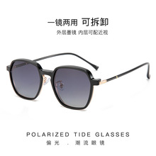 韩版双用太阳镜墨镜男女可近视眼镜框品质夹片套镜TR双色81002