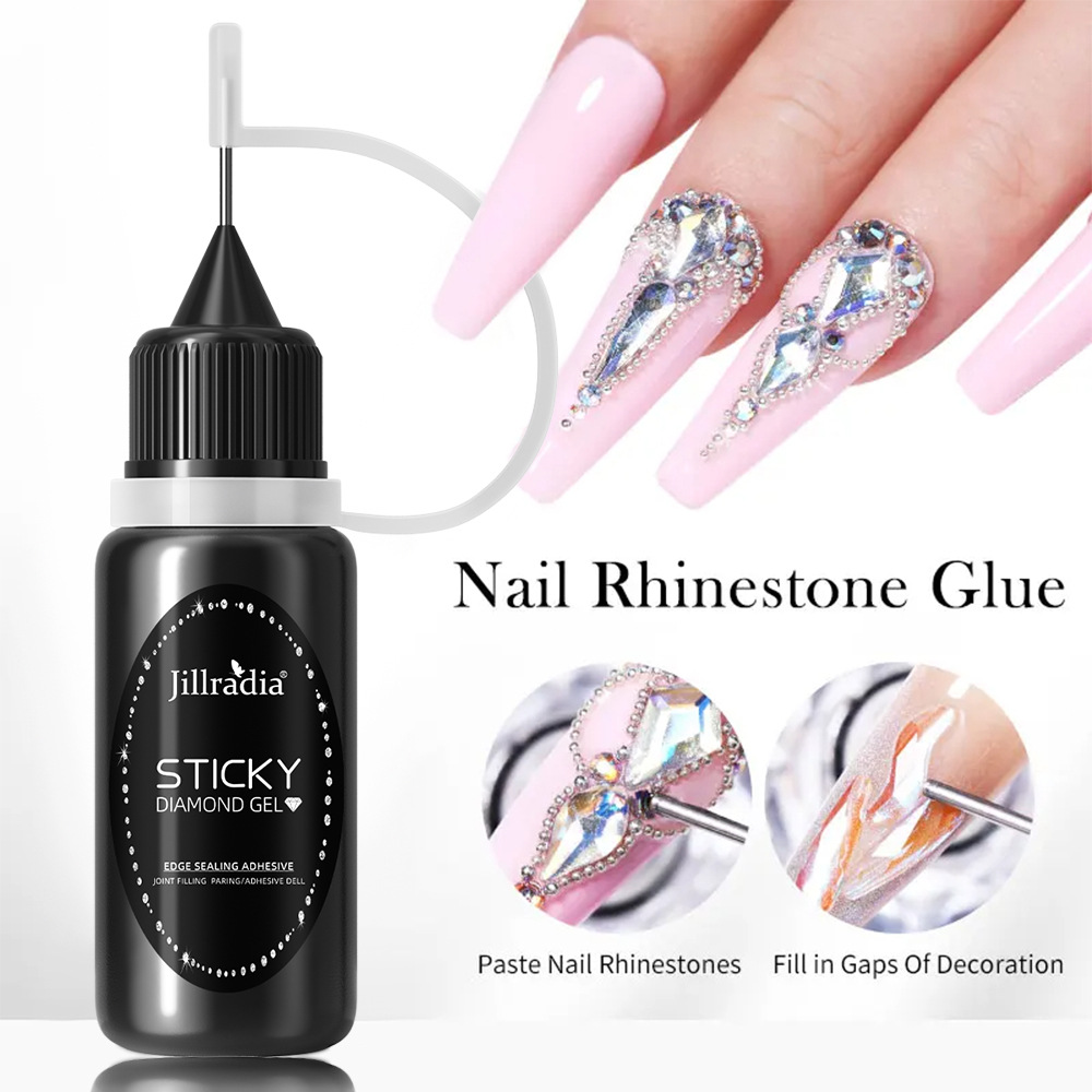 Adhesivo de diamante de sellado de borde sin lavado, pegamento de uñas especial de relleno rojo de goma de diamante de alta potencia
