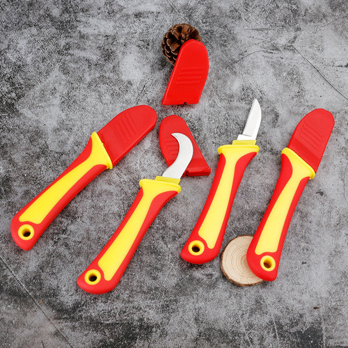 Multifunctional Insulated Electric Knife Curved Blade Straight Blade Plastic Handle Electric Knife Cable Stripping Wire Knife Cable Cutting Tool