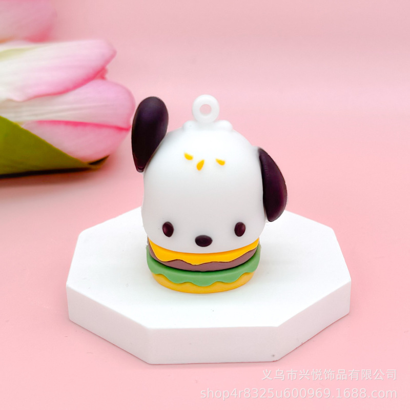 新型アニメのサンリオ家族のおやつシリーズのキーホルダーの柔らかいゴムのかわいい自動車のかばんの装飾の公仔の贈り物|undefined