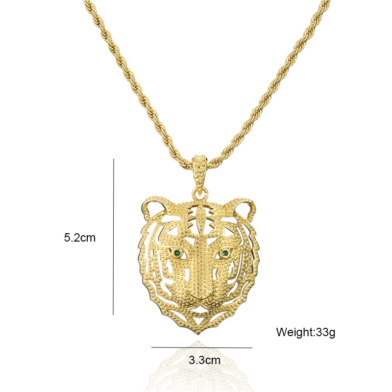 Pendentif Punk Grosse Tête De Tigre Collier Zircon Incrusté De Cuivre display picture 1