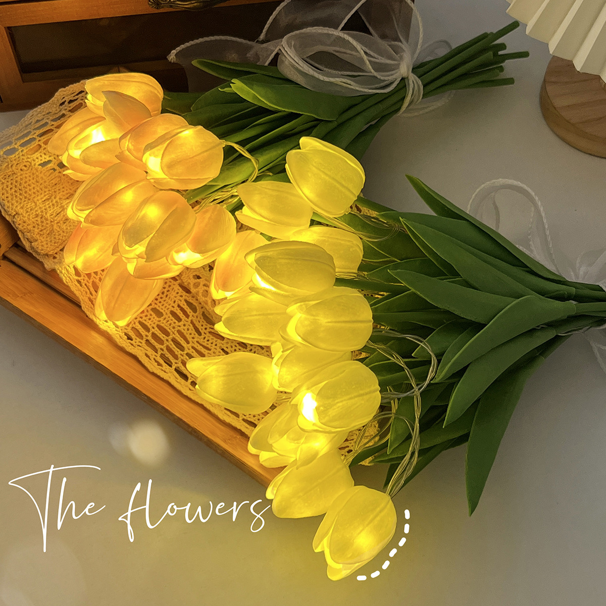 Simulación de lámparas de flores tulipanas lámpara de noche lámpara LED batería lámpara hecha a mano decoración de dormitorio cabecera lámpara de atmósfera