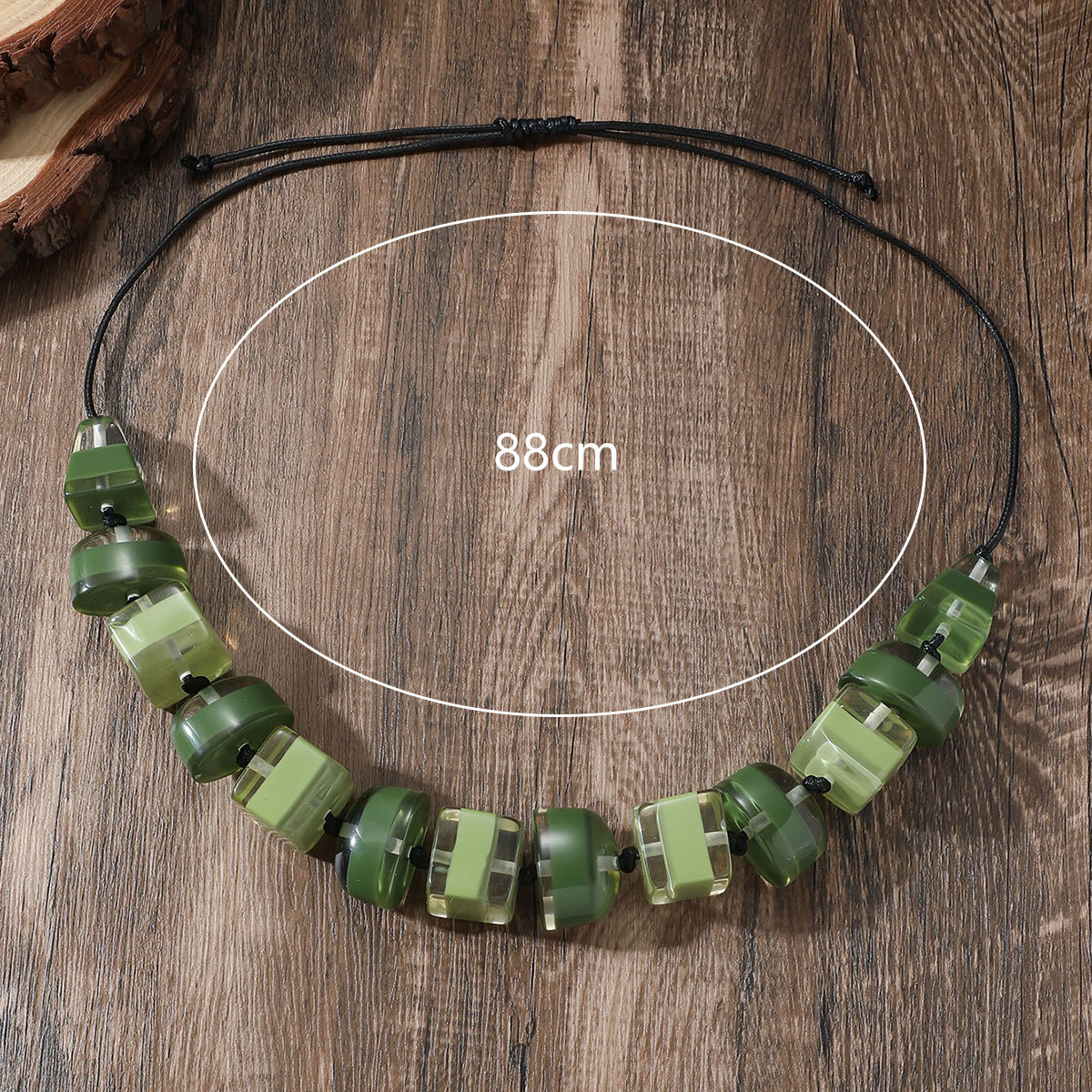Retro Ethnic Style Bohemian Irregular Geometric Rhombus Resin Irregular Beaded Women's Earrings Necklace Jewelry Set display picture 13