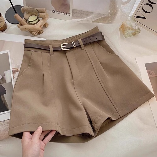 High-waisted white shorts for women's spring and summer 2025 new suit, wide-leg pants, loose all-matching, fashionable casual pants