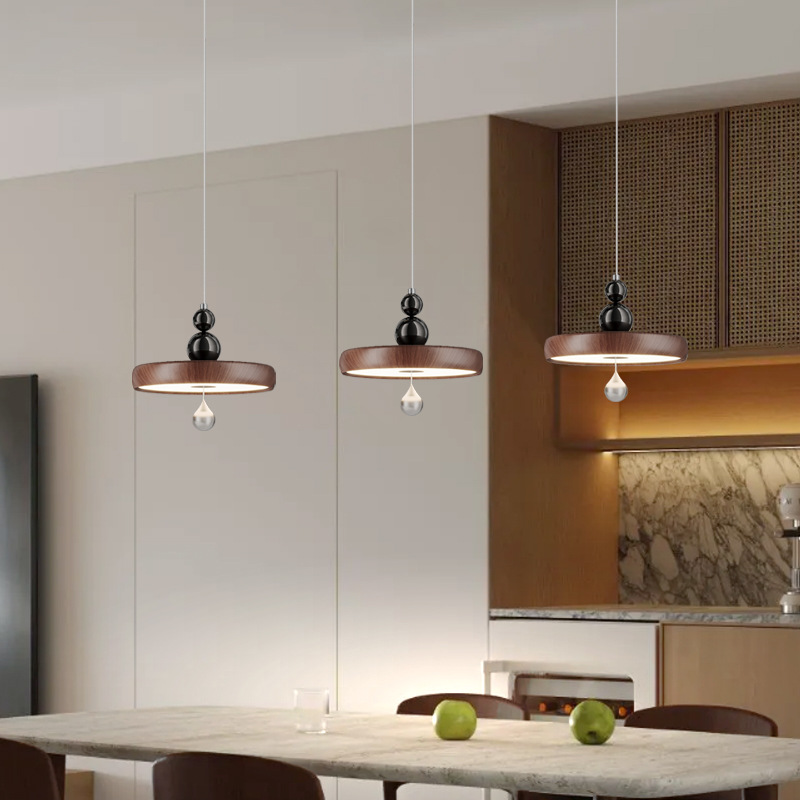 Candelabro pequeño junto a la cama del dormitorio, lámpara de protección ocular de espectro completo, vetas de madera de estilo antiguo que se pueden subir y bajar, candelabro de restaurante de alta gama creativa