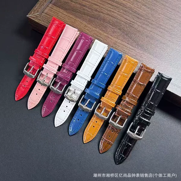 Factory wholesale genuine leather watch straps with bamboo texture and pin buckle, available in men's and women's styles, genuine leather watch straps, watch chains, and watch accessories in stock