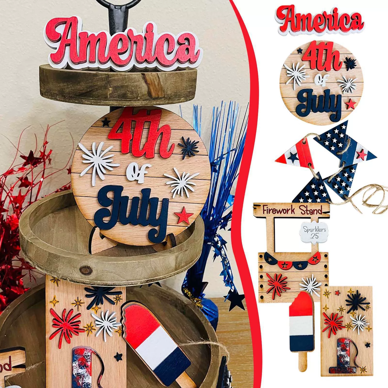 Новый деревянный знак на День независимости, предметы интерьера, звезда, солдат, украшение, изоляционный коврик, патриотические украшения для вечеринок, украшения