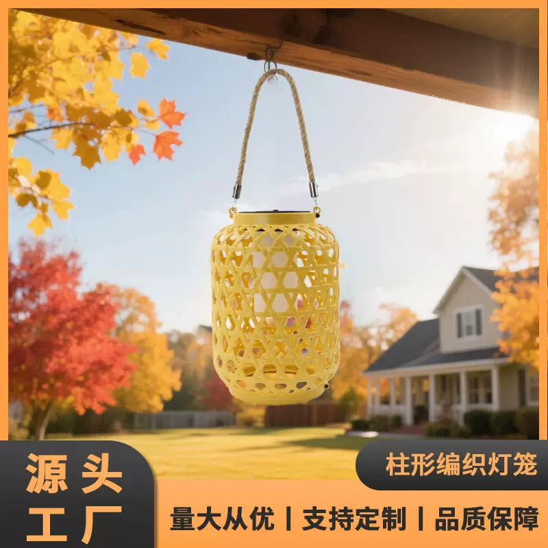 厂家户外太阳能灯笼仿竹编挂灯新中式庭院灯花园阳台装饰灯氛围灯