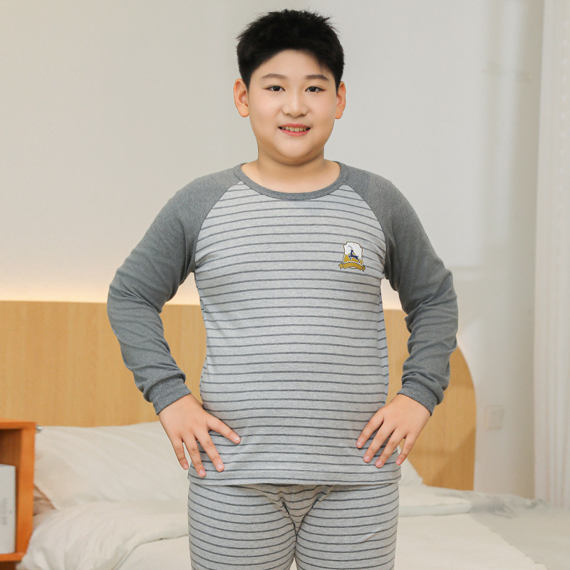胖童保暖睡衣纯棉男童内衣套装中大童秋衣秋裤女加肥打底棉毛衫冬|undefined