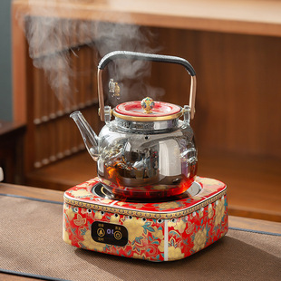 Factory wholesale round stove tea ceramic electric ceramic stove high color enamel color high power kettle cooking set