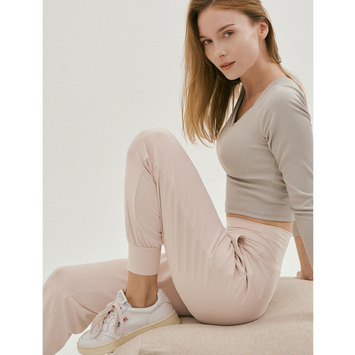 Cross-border new style fitness sports trousers women's drawstring straight-leg casual yoga pants fashionable high-waisted outdoor quick-drying pants