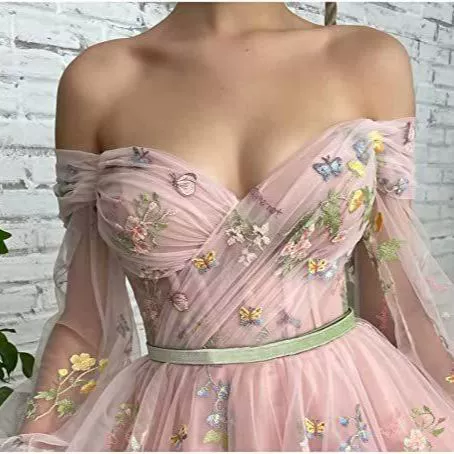 Shiffon lace elegant multicoloured dress, long skirt, Amazon, graduation party, mid-length