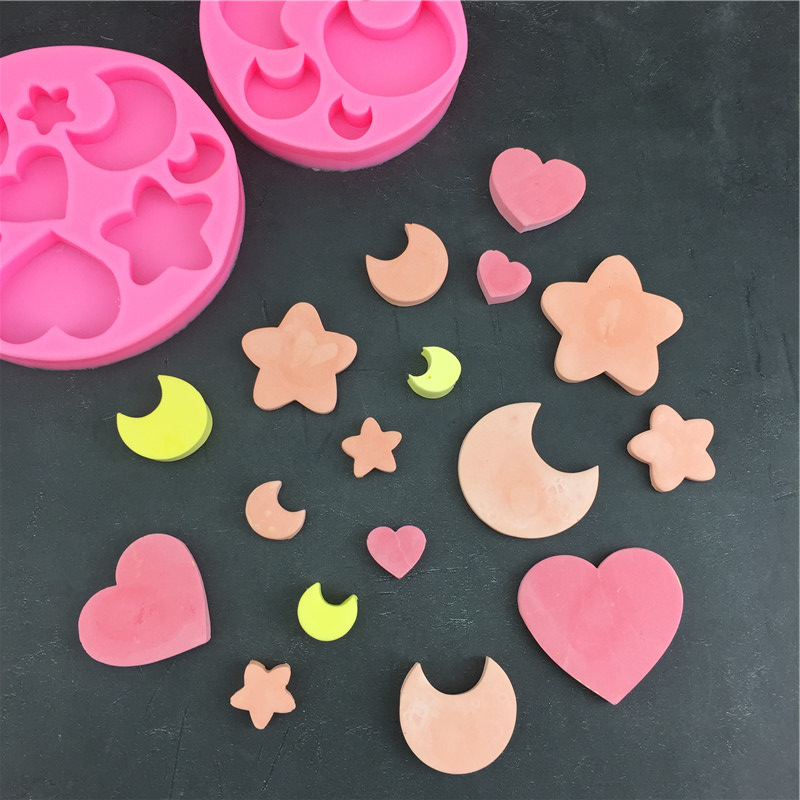 DIY Star Moon Love Выпечка Торт Сладкий шоколадный помадка Форма капли Гипс Декоративные Силиконовые Формы