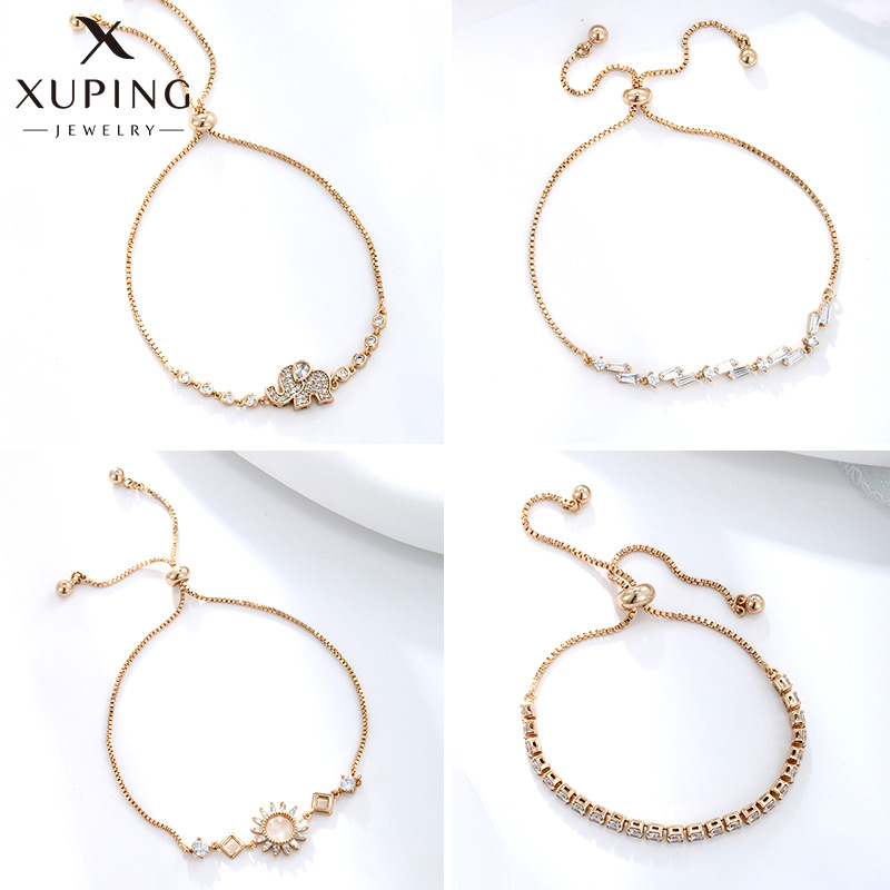 Xuping personalidad simple estirada caja joyas de brazalete de aleación ajustable de oro transfronterizo de 18 quilates mujeres