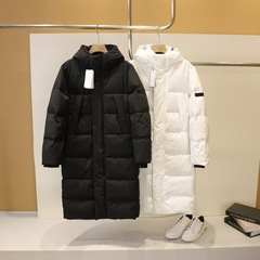 25新品迪系长款女式羽绒服情侣男女同款过膝连帽羽绒保暖外套