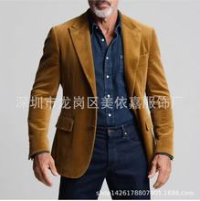 亚马逊独立站跨境欧美春秋男士时尚翻领单排扣西装休闲外套修身