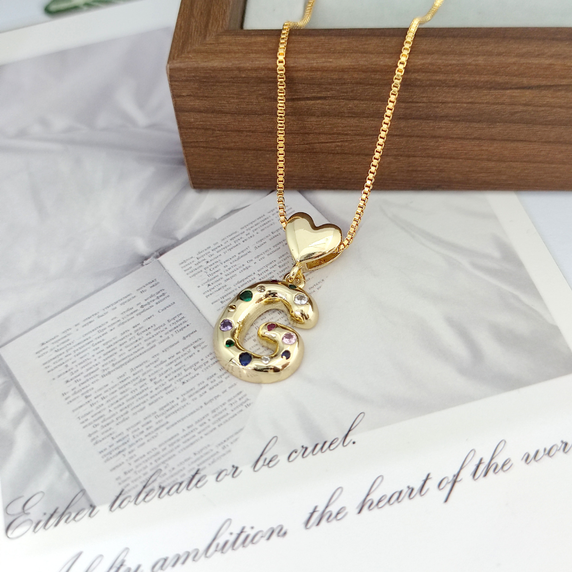12g Weight Copper Pendant Material Zircon Inlay Material Pendant Necklace Classification Copper Chain Material 1 Piece Quantity Holiday, Daily Occasion Copper Material Letter, Heart Shape Pattern Women's Gender Inlay Design Simple Style Style Copper Inlay Letter Heart Shape Zircon Pendant Necklace 10
