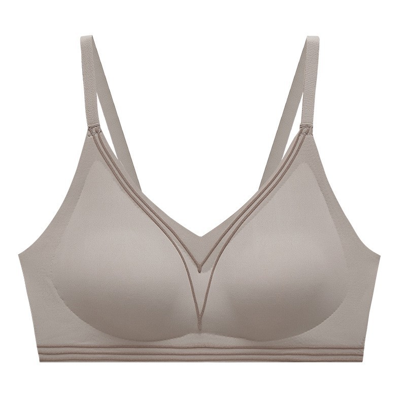 Aminoácido flocado línea jalea ropa interior de látex de las mujeres sujetador inalámbrico sin costuras push up soporte superior sujetador del sueño