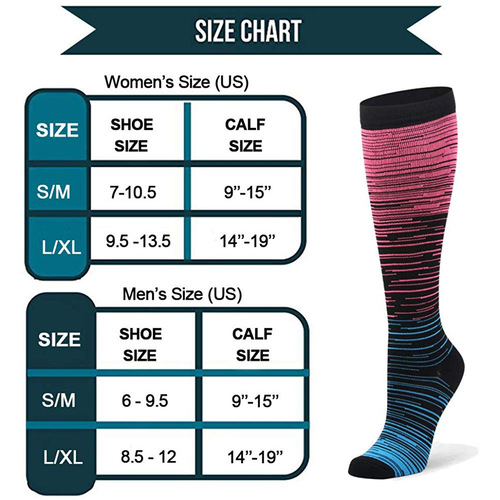 Gradient mixed color new compression socks, men's and women's sports mid-calf socks, elastic socks, foreign trade cross-border compression socks